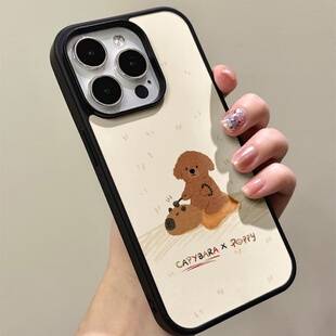 狗狗敲木鱼亚克力黑边磁吸适用苹果iPhone16promax手机壳1315pro小米14Pro保护套华为mate60p70防摔三星S234