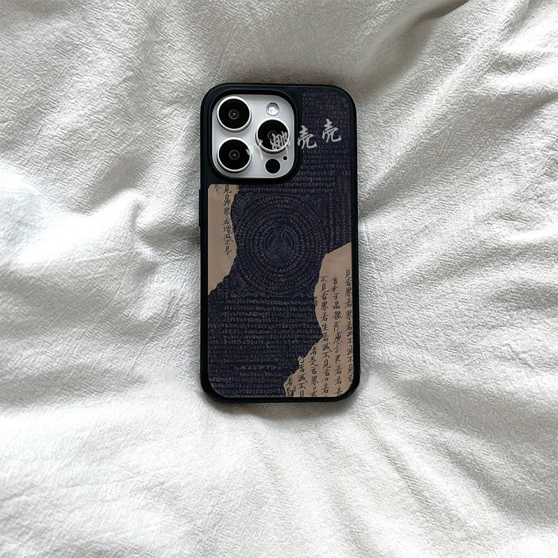 原创艺术梵文复古亚克力黑边磁吸适用苹果iPhone16promax手机壳1315pro小米14Pro华为mate60p70三星S23防摔