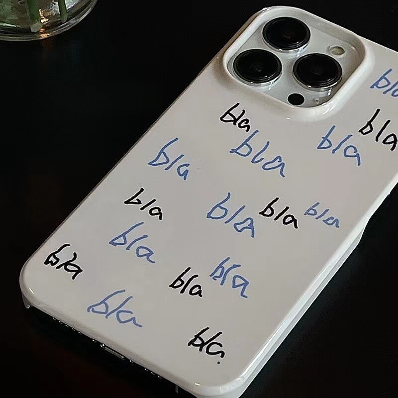 原创适用于文字blabla原创菲林壳iPhone14苹果手机壳13卡通12硬壳超薄定制11promax磨砂全包半包式涂鸦彩绘