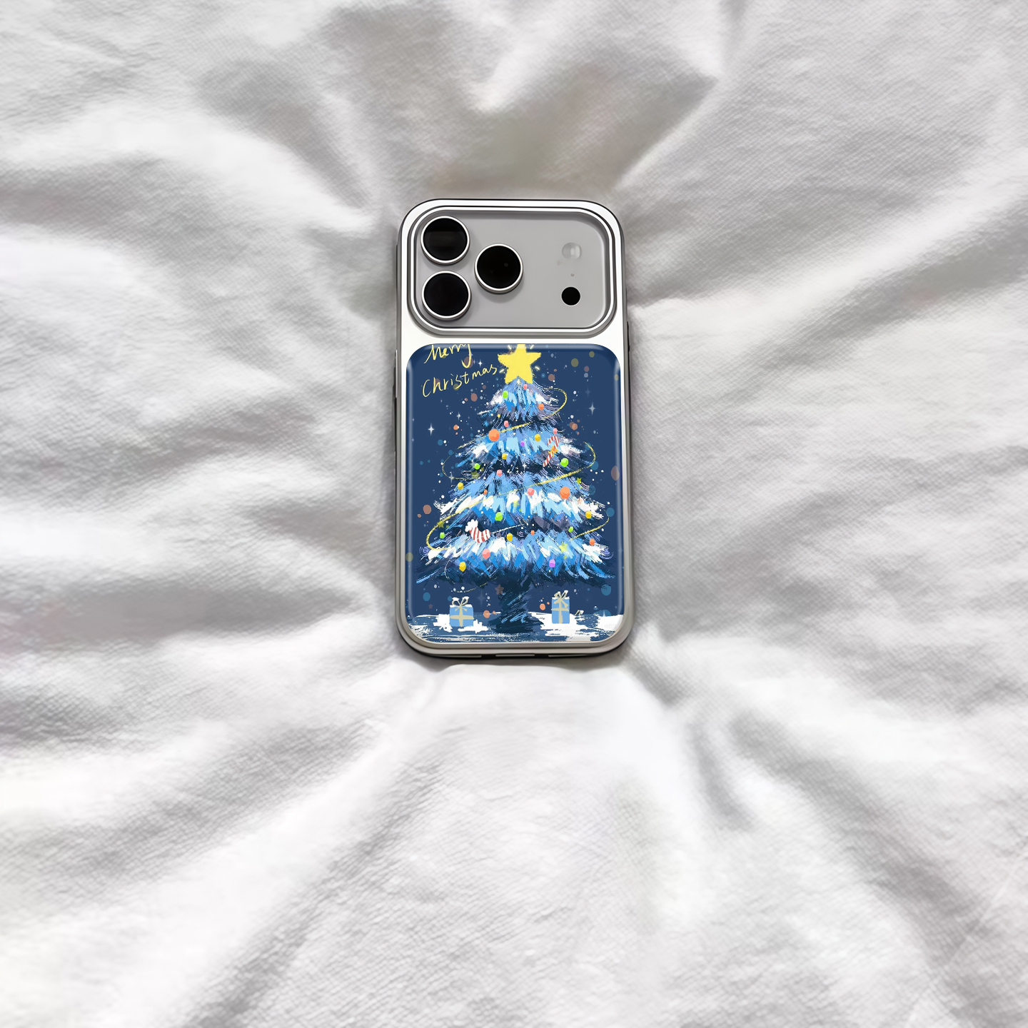 ins风古早治愈圣诞树电镀银磁吸适用苹果iPhone17promax手机壳1615pro小米1415Pro华为mate60p70三星S23防摔