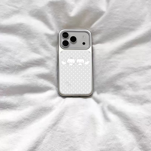 ins古早复古小猫波点电镀银磁吸适用苹果iPhone17promax手机壳1615pro小米1415Pro华为mate80p70三星S23防摔