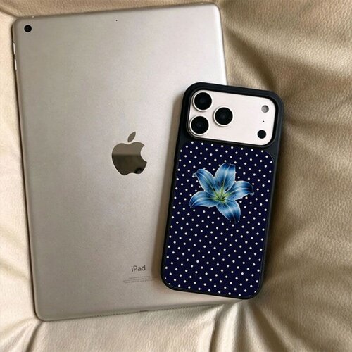 ins风波点花朵黑边玻璃磁吸适用苹果小米iPhone17promax手机壳1613pro小米1415Pro华为mate80p90三星S25防摔