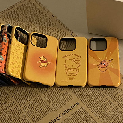 原创黄色卡通合集适用于苹果16promax高级感女生手机壳新款ins风iPhone16pro可爱15菲林二合一1413小众1178xs