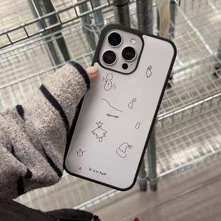 黑框简约线条原创亚克力黑边磁吸适用苹果iPhone16promax手机壳1312pro小米1415Pro华为mate60p70三星S23防摔