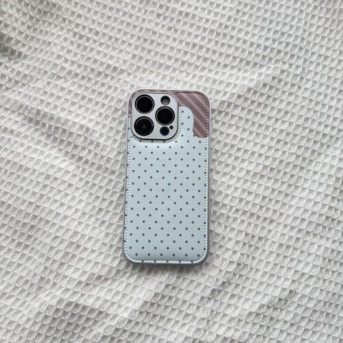 ins复古蓝色波点皮质适用于苹果小米iPhone17promax全包手机壳1613pro小米1415Pro华为mate60p70荣耀vivo防摔