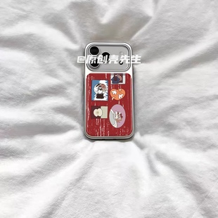 ins风红色氛围感插画电镀银磁吸适用苹果iPhone17promax手机壳1615pro小米1415Pro华为mate60p70三星S23防摔