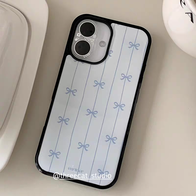 甜美少女蝴蝶结亚克力黑边磁吸适用苹果iPhone16promax手机壳1312pro小米1415Pro华为mate60p70三星S23防摔