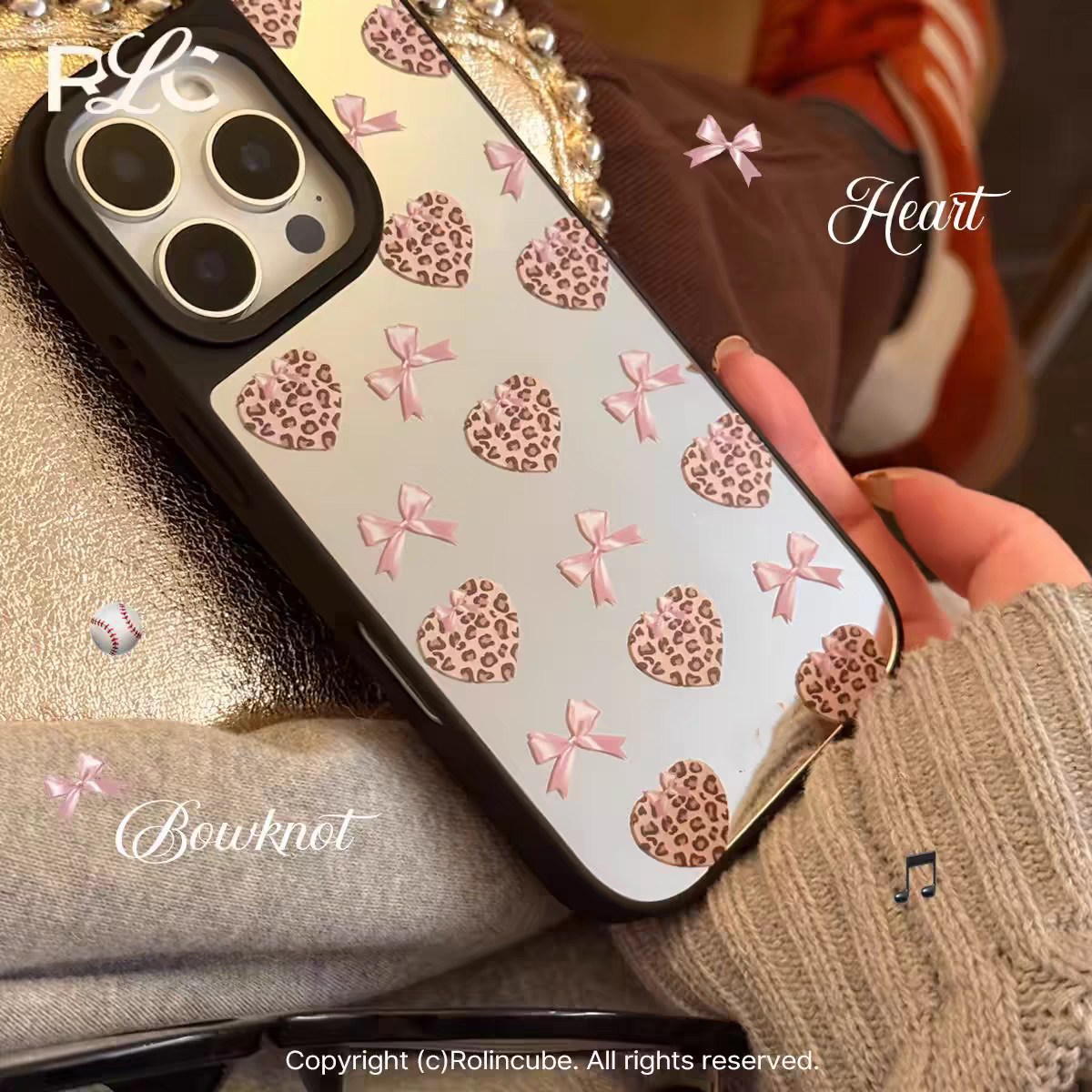 ins爱心豹纹镜面适用于苹果16promax手机壳iphone16/15/14/13/12/11新品高级感全包防摔小众磁吸15plus玻璃壳