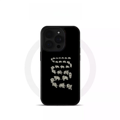 ins风小象迁徙黑边软壳磁吸适用苹果小米iPhone17promax手机壳1613pro小米1415Pro华为mate60p70三星S23防摔