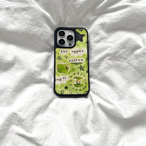 ins绿油油青苹果亚克力黑边磁吸适用苹果iPhone16promax手机壳1312pro小米1415Pro华为mate60p70三星S23防摔