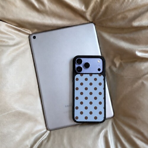 ins风蓝色波点黑边玻璃磁吸适用苹果iPhone18promax手机壳1716pro小米1514Pro华为mate80p90三星S25vivoopppo