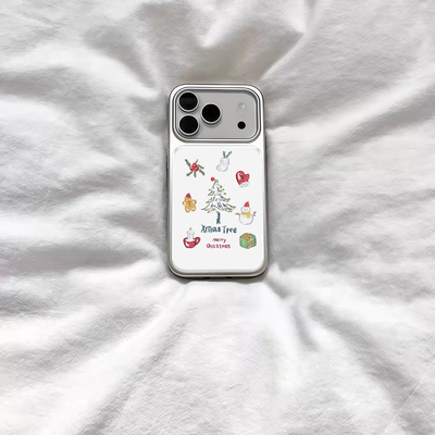 ins雪人小动物圣诞树电镀银磁吸适用苹果iPhone17promax手机壳1615pro小米1415Pro华为mate60p70三星S23防摔