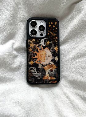 原创个性卡通兔子碎花亚克力黑边适用苹果iPhone16promax手机壳15pro小米14Pro保护套华为mate防摔三星S234