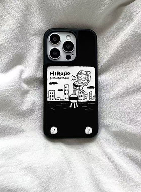 ins黑白小野涂鸦画黑边软壳磁吸适用苹果iPhone17promax手机壳1615pro小米1415Pro华为mate60p70三星S23防摔