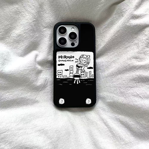 ins黑白小野涂鸦画黑边软壳磁吸适用苹果iPhone17promax手机壳1615pro小米1415Pro华为mate60p70三星S23防摔