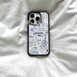 美式 简约蝴蝶芭蕾亚克力黑边磁吸适用苹果iPhone16promax手机壳1312pro小米1415Pro华为mate60p70三星S23防摔