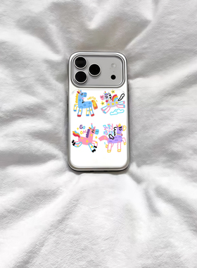 ins可爱马到成功小马电镀银磁吸适用苹果iPhone17promax手机壳1615pro小米1415Pro华为mate60p70三星S23防摔