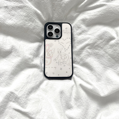 ins可爱音乐兔子亚克力黑边磁吸适用苹果iPhone16promax手机壳1312pro小米1415Pro华为mate60p70三星S23防摔