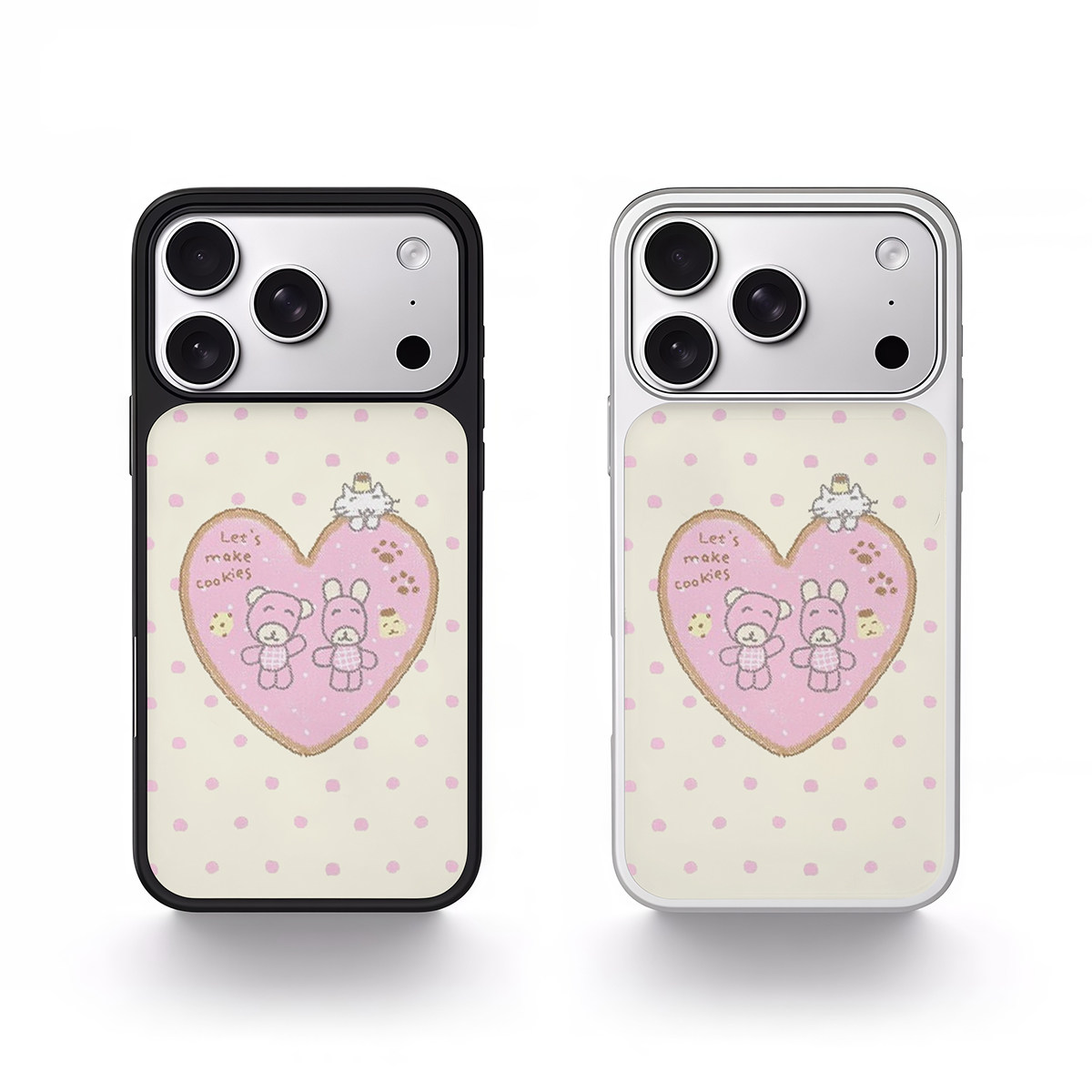 ins可爱饼干小熊黑边电镀银磁吸适用苹果iPhone17promax手机壳1615pro小米1415Pro华为mate60p70三星S23防摔