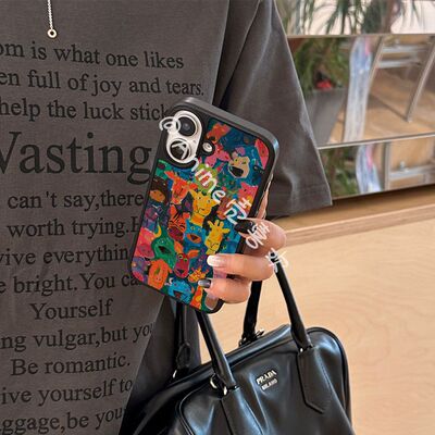 涂鸦油画动物原创亚克力黑边磁吸适用苹果iPhone16promax手机壳1312pro小米1415Pro华为mate60p70三星S23防摔