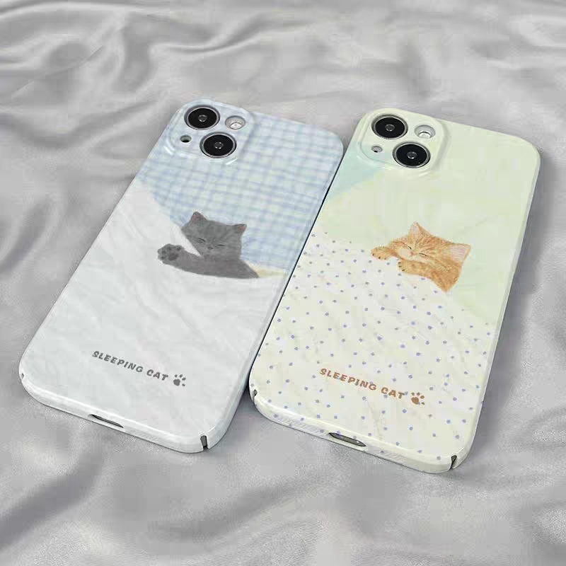 睡觉猫咪iphone15Promax苹果手机壳新款14pro韩国ins菲林二合一13小众12卡通原创女11pro可爱XSmax全包防摔保