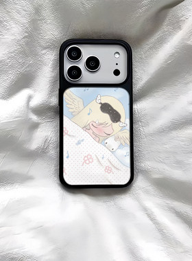 ins风晚安女孩黑边软壳磁吸适用苹果小米iPhone17promax手机壳1613pro小米1415Pro华为mate60p70三星S23防摔