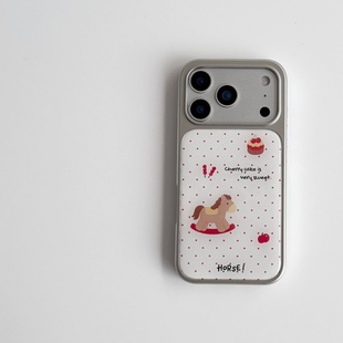 ins风复古波点摇摇马电镀银磁吸适用苹果iPhone17promax手机壳1615pro小米1415Pro华为mate60p70三星S23防摔