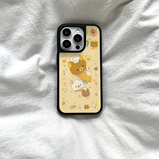 ins厨师轻松小熊亚克力黑边磁吸适用苹果iPhone16promax手机壳1312pro小米1415Pro华为mate60p70三星S23防摔