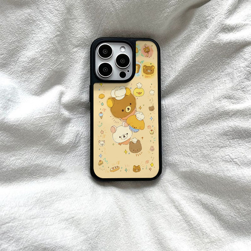 ins厨师轻松小熊亚克力黑边磁吸适用苹果iPhone16promax手机壳1312pro小米1415Pro华为mate60p70三星S23防摔