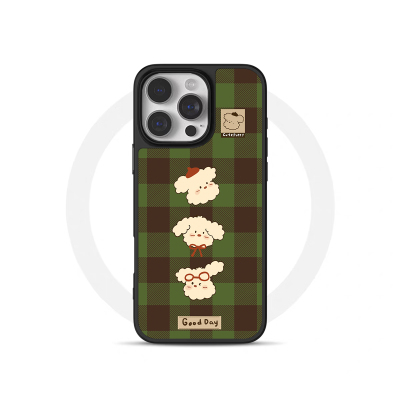 原创格纹狗狗亚克力黑边磁吸适用于苹果iPhone16promax1312pro小米1415Pro华为mate60p70三星S23防摔手机壳
