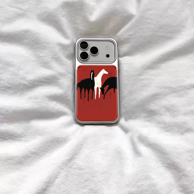 ins马年红色马到成功电镀银磁吸适用苹果iPhone17promax手机壳1615pro小米1415Pro华为mate60p70三星S23防摔