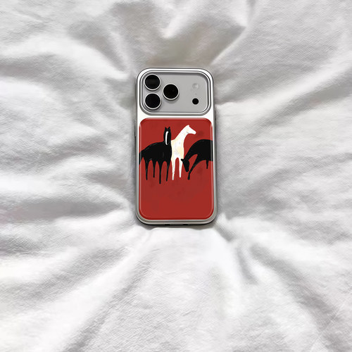 ins马年红色马到成功电镀银磁吸适用苹果iPhone17promax手机壳1615pro小米1415Pro华为mate60p70三星S23防摔