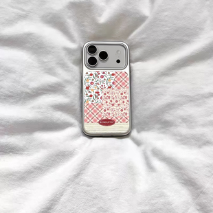 ins复古个性 拼接花朵电镀银磁吸适用苹果iPhone17promax手机壳1615pro小米1415Pro华为mate60p70三星S23防摔