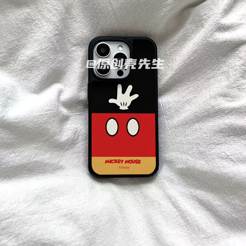 米奇手套ins可爱亚克力黑边磁吸适用苹果iPhone16promax手机壳1312pro小米1415Pro华为mate60p70三星S23防摔