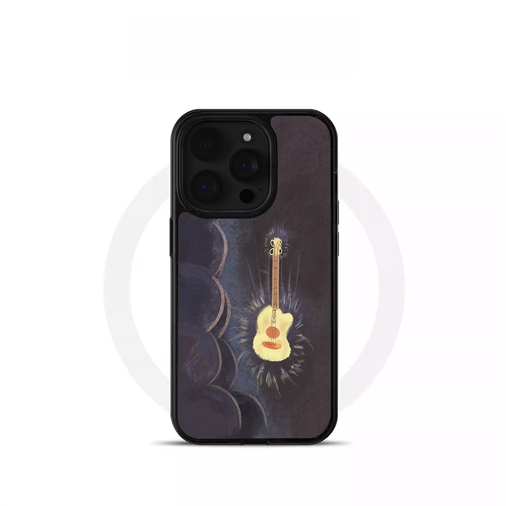 ins风复古吉他油画黑边软壳磁吸适用苹果iPhone17promax手机壳1612pro小米1415Pro华为mate60p70三星S23防摔