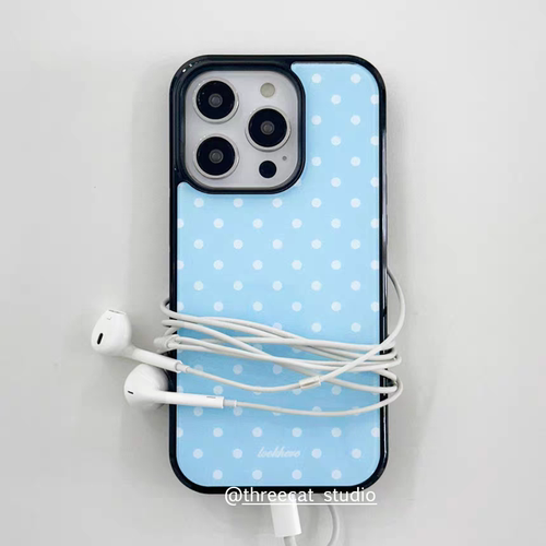 ins风古早波点元素软边硬背黑边适用苹果iPhone17promax手机壳1612pro小米1415Pro华为mate60p70三星S23防摔