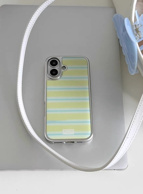 ins风柠檬色调韩系磁吸电镀银边软壳适用于苹果13手机壳iPhone16promax亚克力1112小米1415pro华为mate60P70