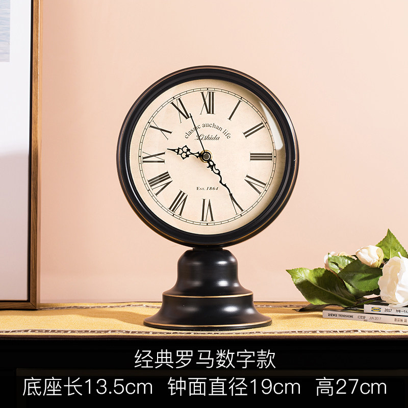 新品新入户门口玄关柜进门黑色时钟坐钟台式座钟摆件钟表摆放式品