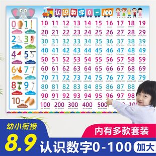 儿童识数图学0 1到100数字挂图墙贴学习神器幼儿园宝宝认识百数表