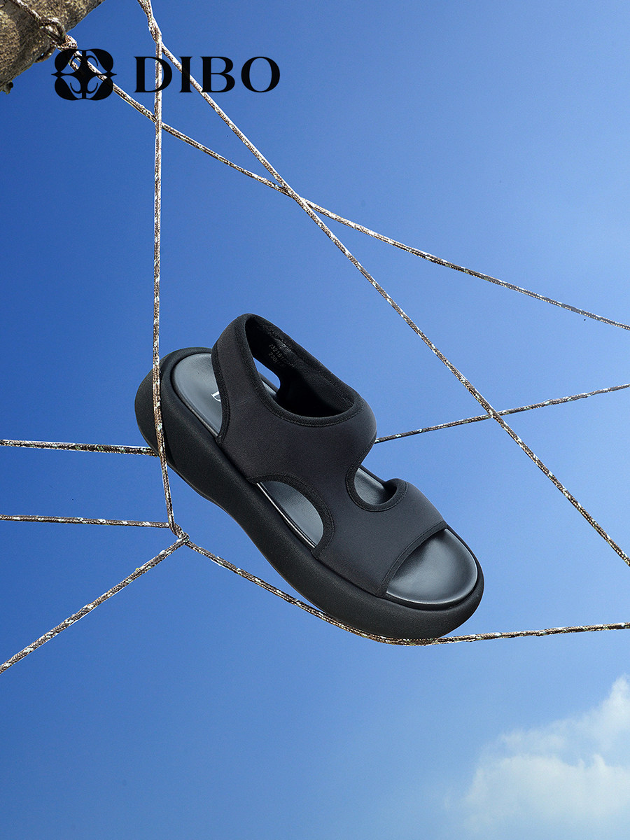dibo碲铂女鞋平底运动凉鞋女春夏新款纯色外穿舒适休闲凉鞋