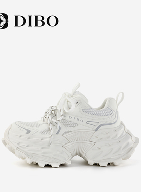 DIBO碲铂潮流增高厚底百搭老爹鞋女2026年春季个性撞色休闲鞋女