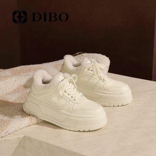 通勤户外厚底休闲鞋 DIBO碲铂潮流百搭加绒板鞋 新款 2025冬季 女 棉鞋