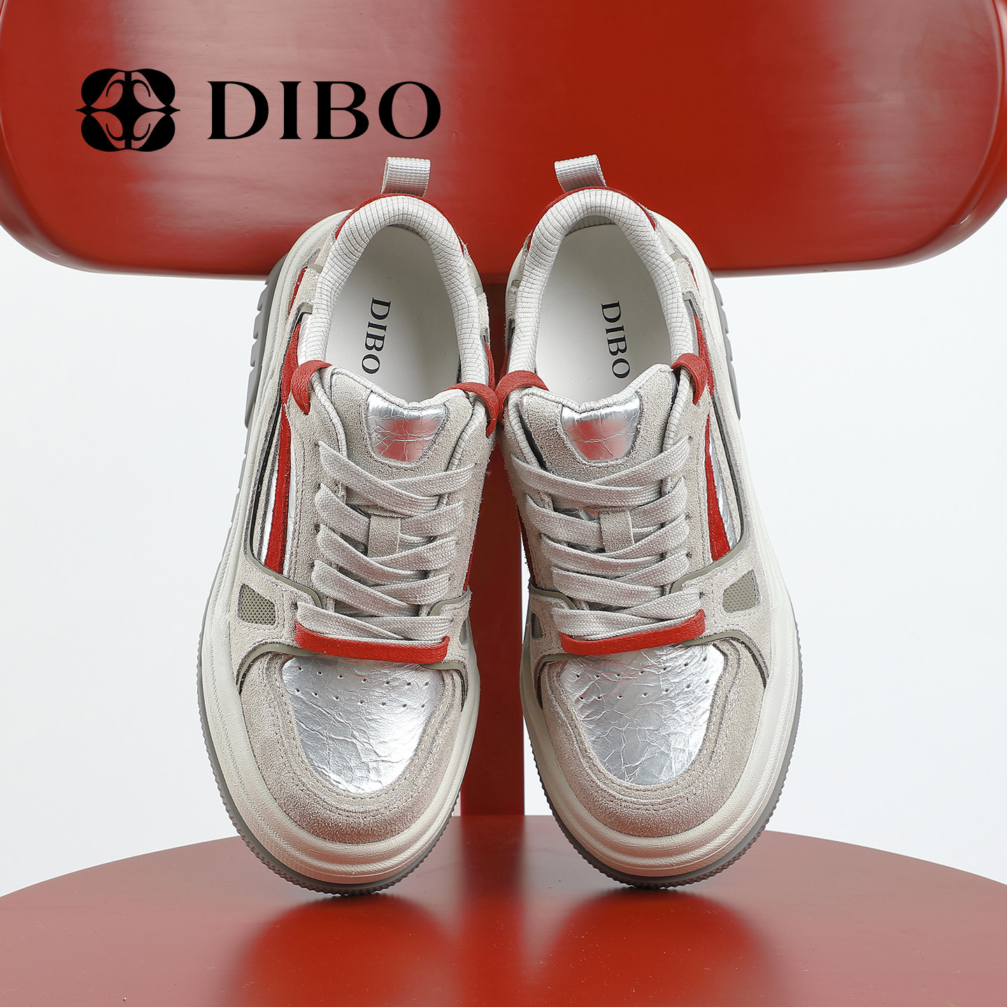 DIBO碲铂商场同款百搭厚底板鞋女2026年春季新款真皮休闲鞋女,女鞋,休闲板鞋,淘宝优惠券,粉丝福利购,淘宝优惠卷