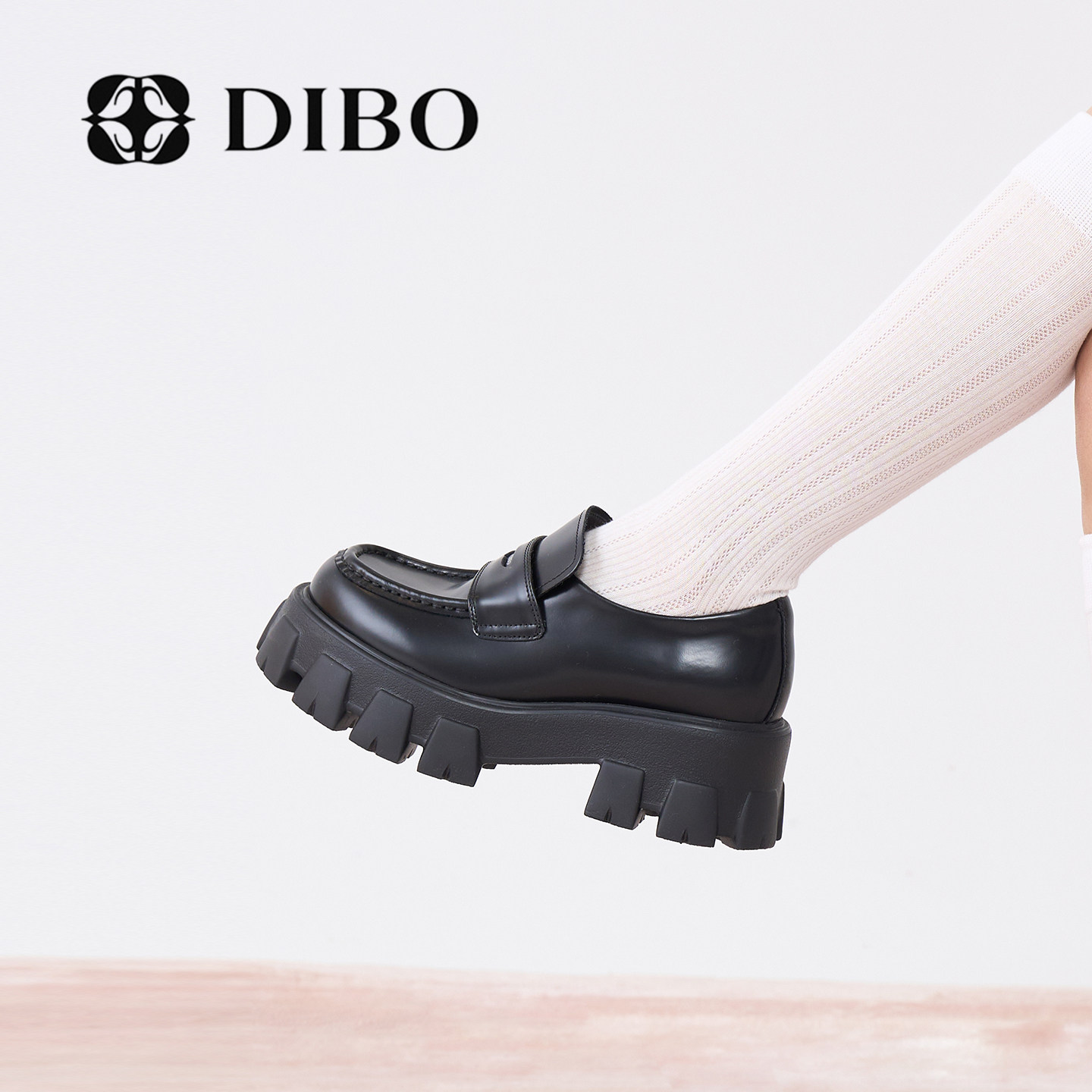 DIBO碲铂英伦风厚底乐福鞋女2026年春季新款百搭真皮浅口小皮鞋女,女鞋,乐福鞋（豆豆鞋）,淘宝优惠券,粉丝福利购,淘宝优惠卷