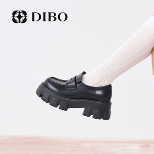 百搭真皮浅口小皮鞋 新款 女 女2026年春季 DIBO碲铂英伦风厚底乐福鞋