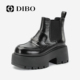 DIBO碲铂百搭厚底短靴女2025秋冬新款 靴黑色增高显瘦短筒靴 时装