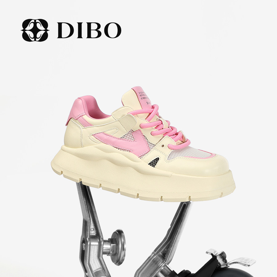 dibo碲铂新款高级感拼色厚底潮流运动鞋女百搭增高休闲舒适老爹鞋
