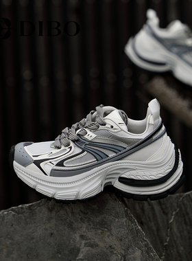 DIBO碲铂复古厚底老爹鞋女2025年夏季增高透气百搭休闲运动鞋女