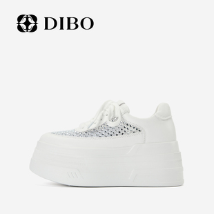 百搭真皮休闲鞋 DIBO碲铂商场同款 新款 女2026年春季 女 纯色厚底板鞋