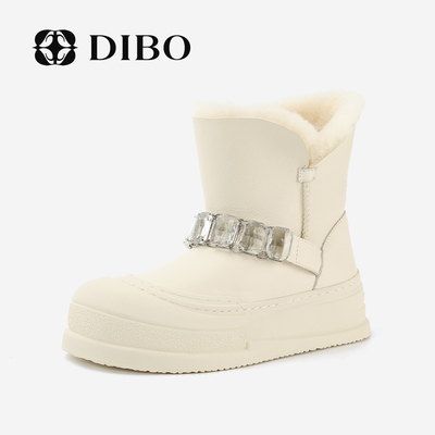 DIBO碲铂冬季亮钻皮毛一体雪地靴